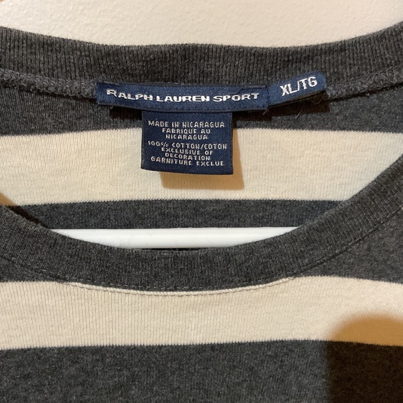 Vintage Ralph Lauren Sport T Shirt grey and cream - Picture 3 of 5